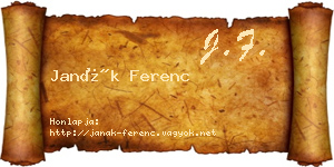 Janák Ferenc névjegykártya