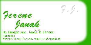 ferenc janak business card